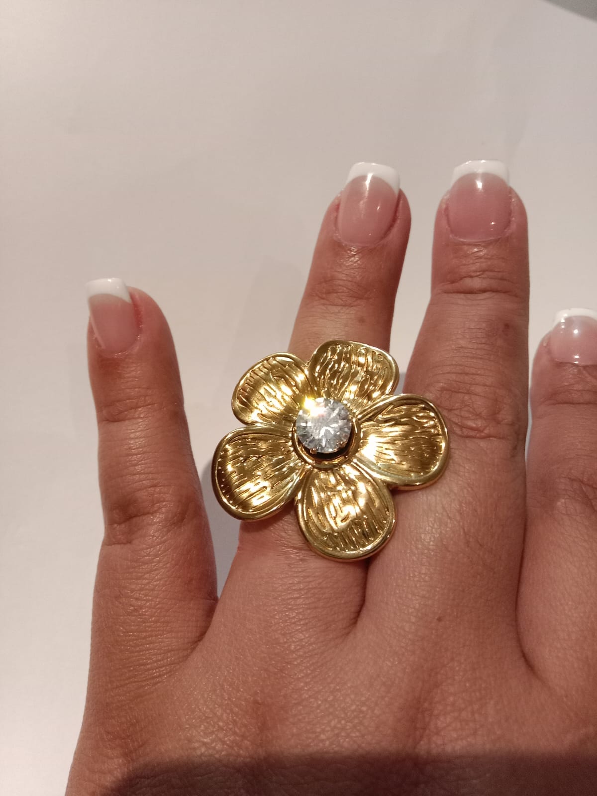 Anillo flor elegante ig acero inoxidable 304 chapado en oro de 18 k