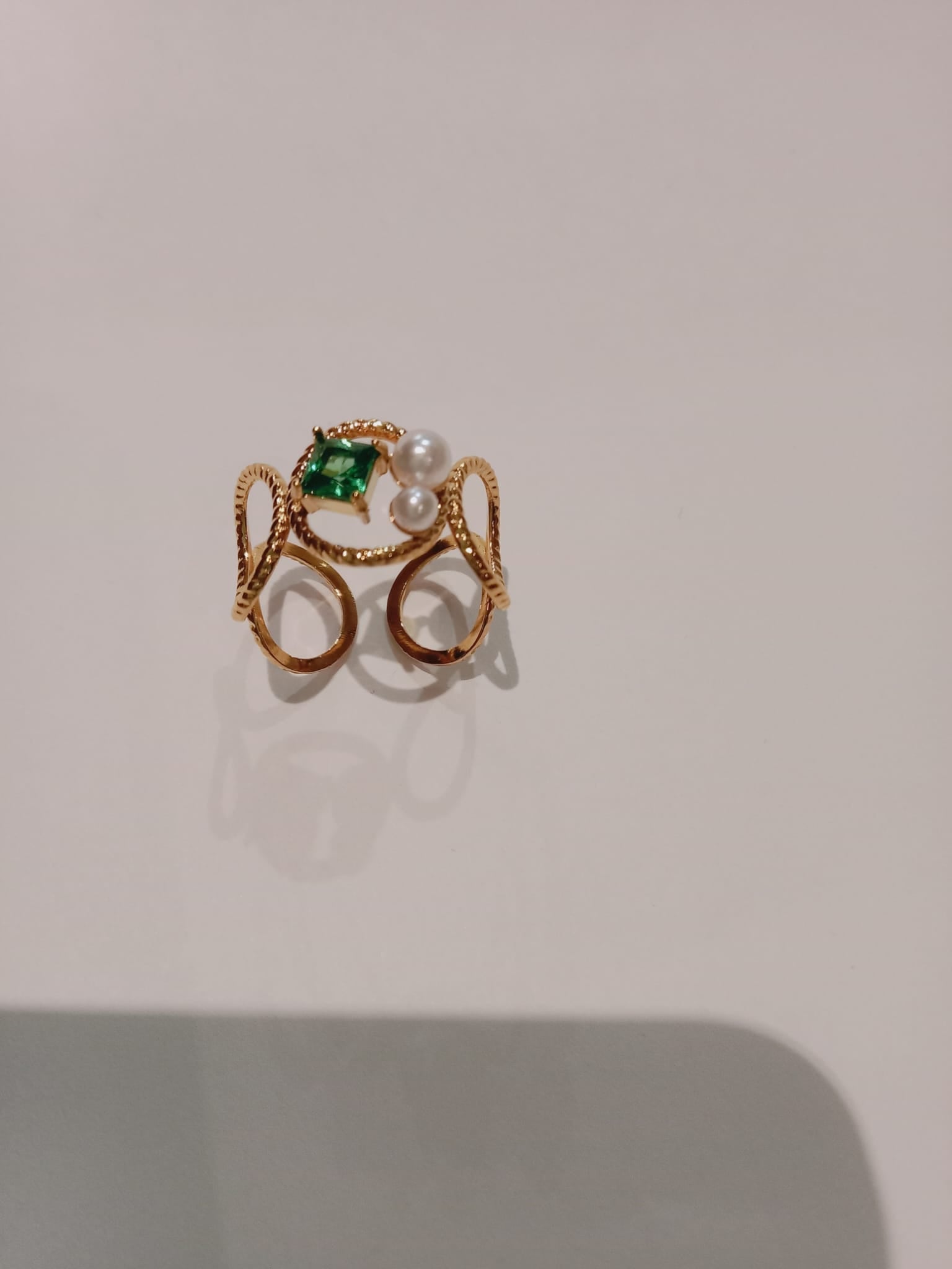 Anillo acero inoxidable circón chapado en oro de 18 k color verde