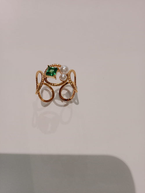 Anillo acero inoxidable circón chapado en oro de 18 k color verde