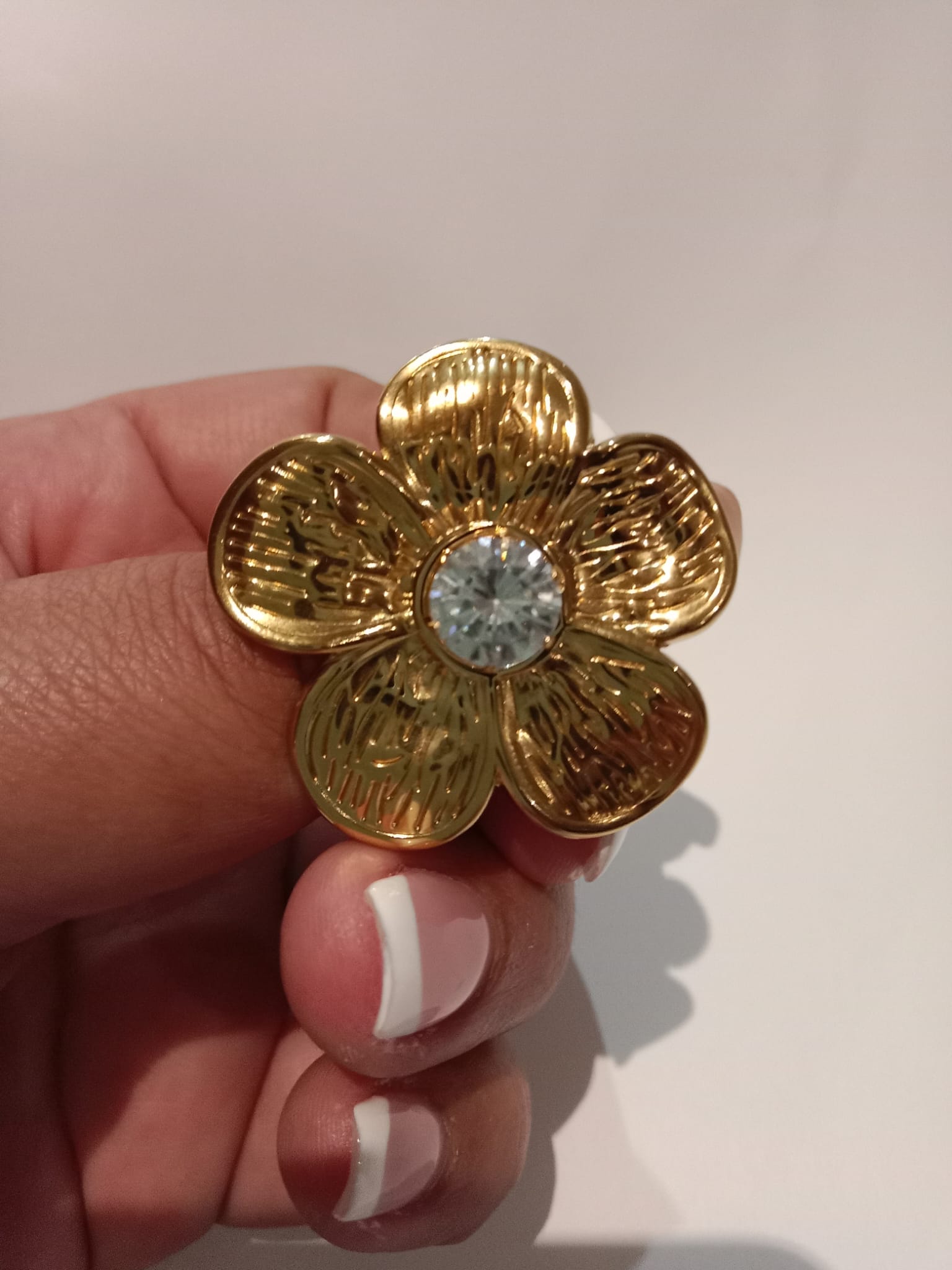 Anillo flor elegante ig acero inoxidable 304 chapado en oro de 18 k