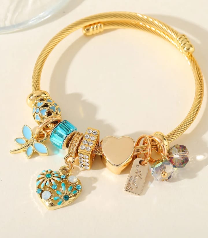 Pulsera elegante y dulce aleación de acero de titanio color azul