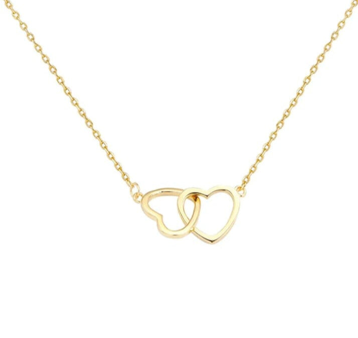 Collar de corazones fino y elegante en acero inoxidable 304 y chapado en oro de 18 k