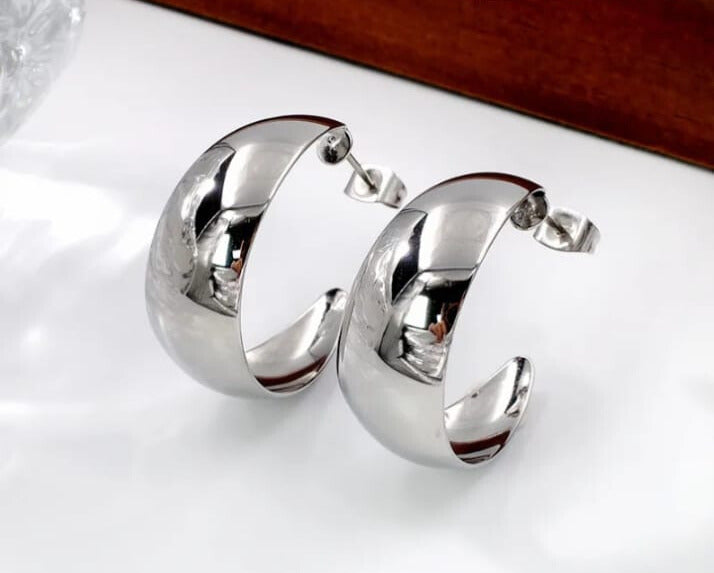 Aretes plateados 12×30 en acero inoxidable 304 y chapado en oro de 18 k