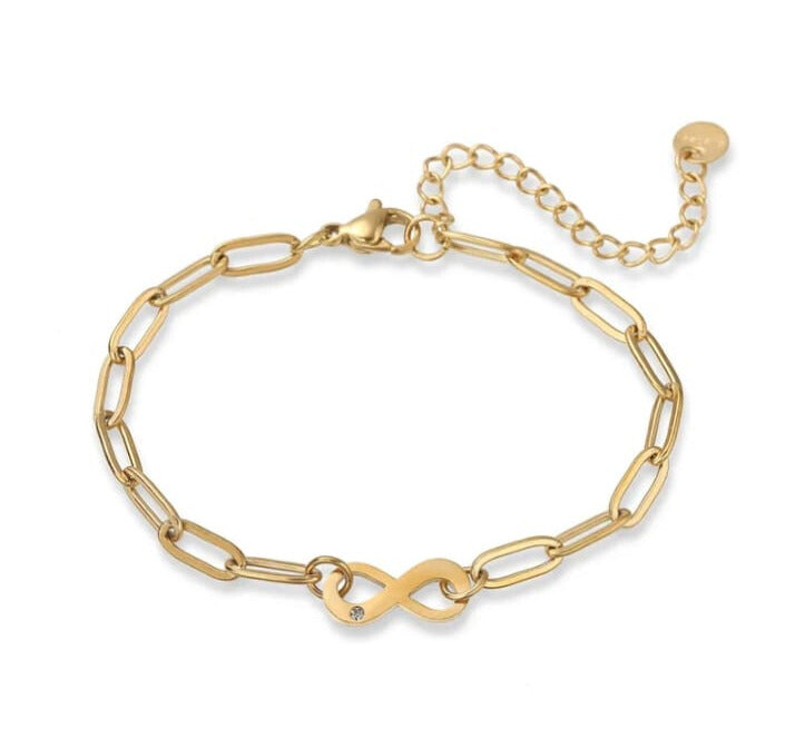 Pulsera infinito en acero inoxidable 304 y chapado en oro de 18 k